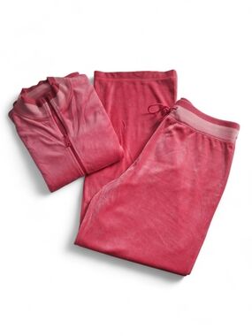 Vintage 1990s Jones New York Velour Tracksuit Womens Pants Large Jacket XL  Pink